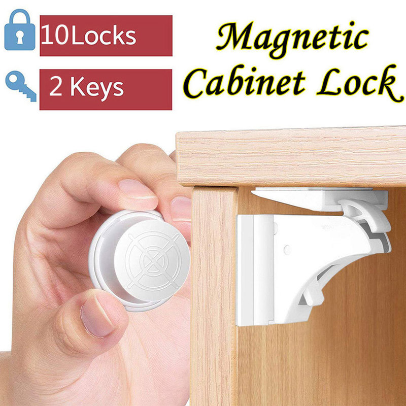 Baby Locks Latches 12 Pcs child protection Magnetic Lock Safety Door Striker blockers Commonly Used Cabinet Drawer Household Rooms 220830
