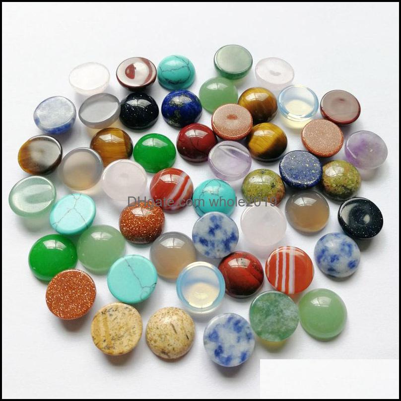 Stone 12Mm Flat Back Quartz Loose Stone Round Cab Cabochons Chakras Beads For Jewelry Making Healing Crystal Wholesale Dr Dhseller2010 Dhdrt