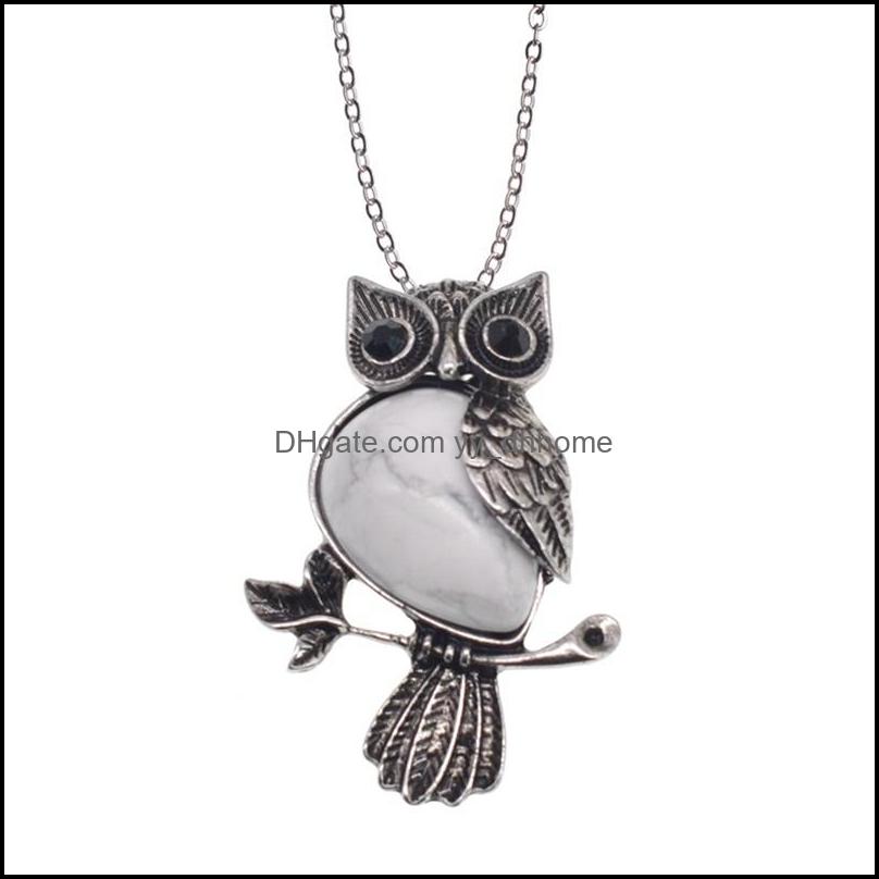 Pendant Necklaces Ladies Owl Healing Pendant Necklace Mens Spiritual Energy Gemstone - 19" 12Pcs Drop Delivery 2021 Jewe Dhseller2010 Dh2Qp