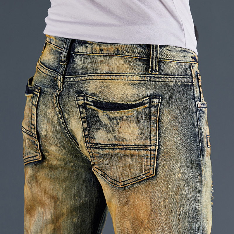 Mens Jeans MenS Pants Locomotive Fashion Denim Trousers Biker High Quality Male Straight Casual Ripped Comfortable Advanced 220829