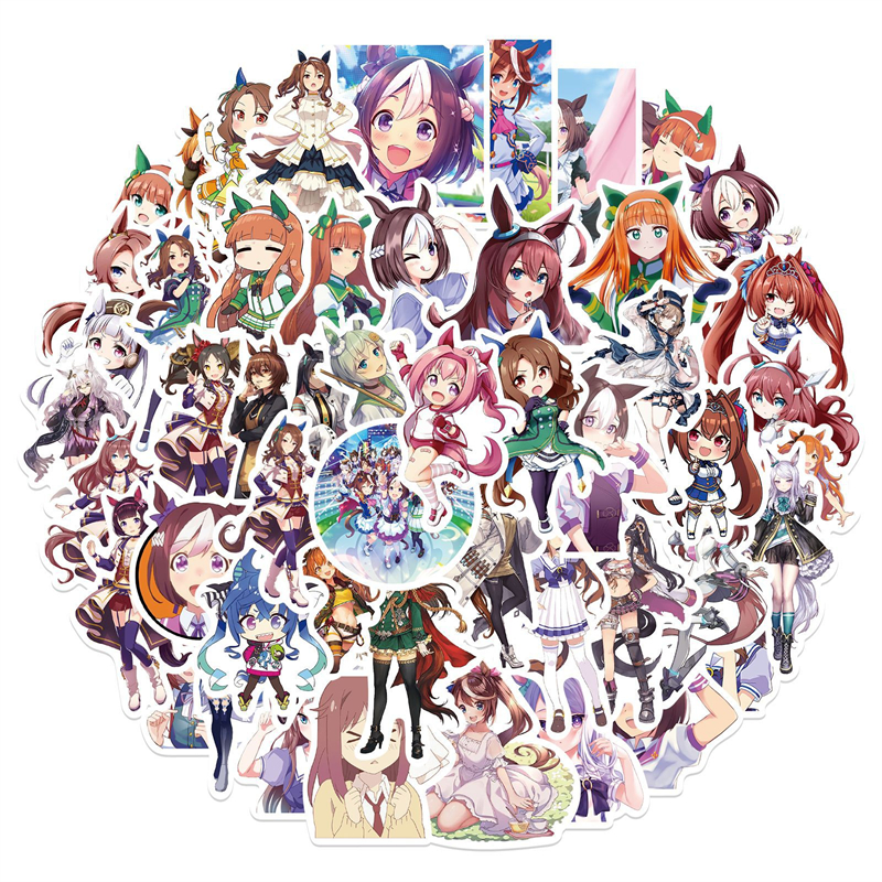 50Pcs cartoon Anime Pretty Derby Sticker Special Week Figure Graffiti Kids Toy Skateboard Car Motorcycle Bicycle Sticker Decals