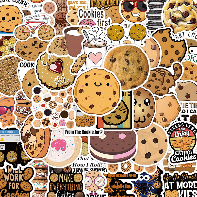51Pcs Lovely Cartoon Biscuit Sticker Cookies Delicious Food Graffiti Kids Toy Skateboard Car Motorcycle Bicycle Sticker Decals
