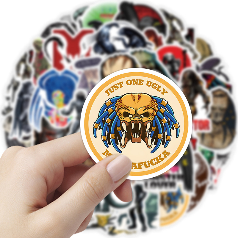 53Pcs Classical Movie Predator Stickers Predator Prey Graffiti Kids Toy Skateboard Car Motorcycle Bicycle Sticker Decals
