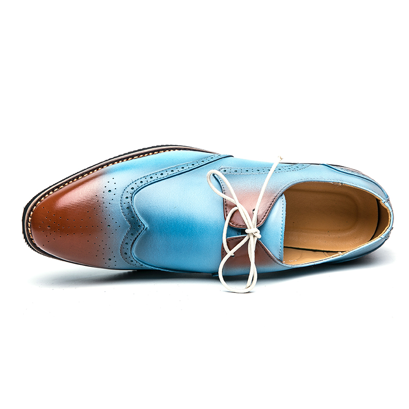 Brogue Shoes Men Shoes British Color PU Carved Derby Wingtip Lace Up Fashion Business Casual Wedding Party Daily Versatile AD048