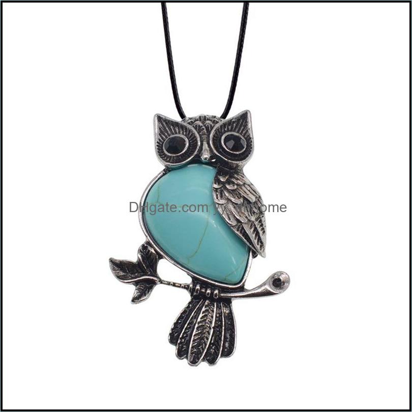 Pendant Necklaces Ladies Owl Healing Pendant Necklace Mens Spiritual Energy Gemstone - 19" 12Pcs Drop Delivery 2021 Jewe Dhseller2010 Dh2Qp