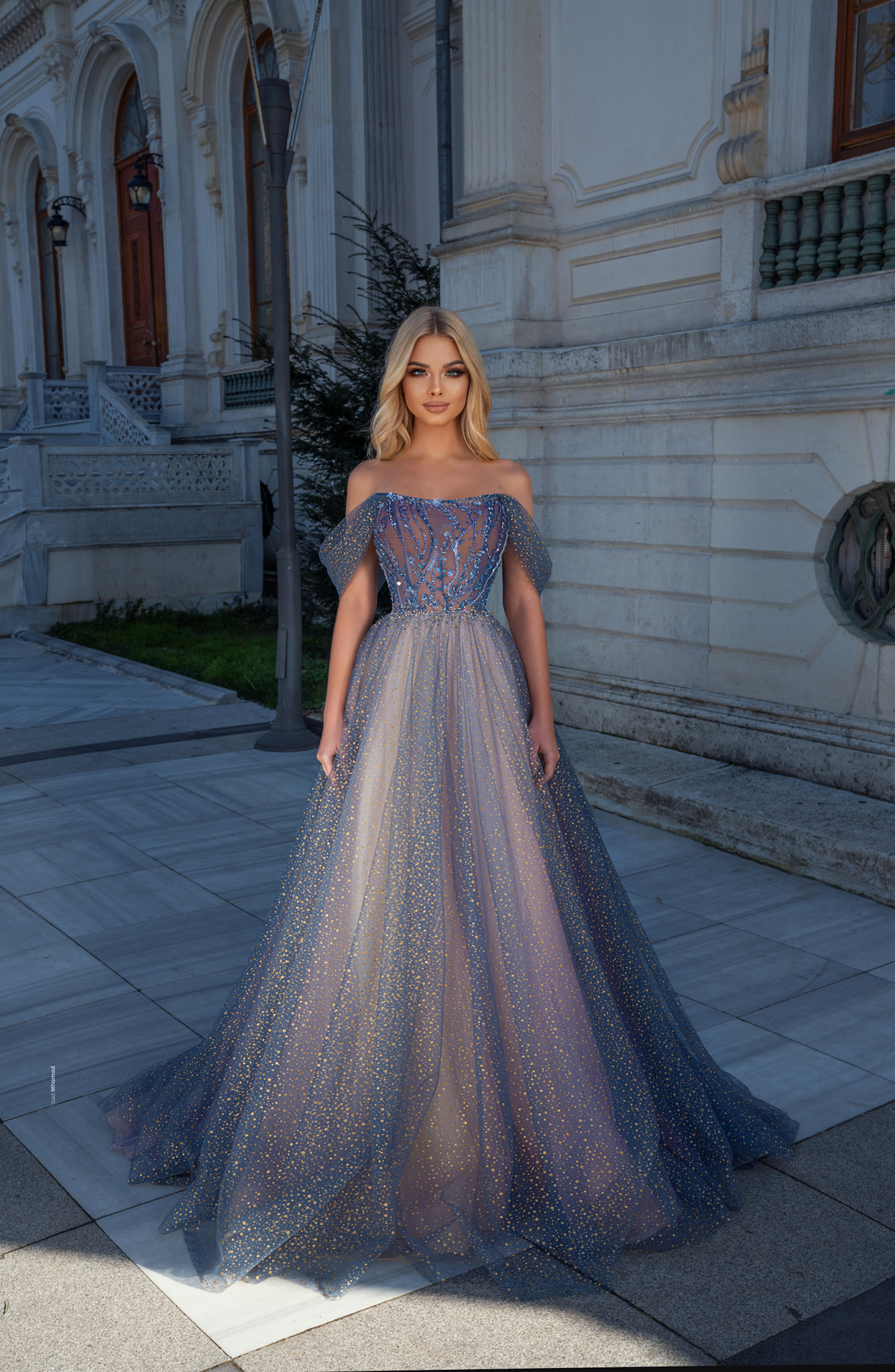 Sparking Off the Shoulder Prom Dresses A Line Sleeveless Party Dresses Sweep Train Sequined Custom Made Evening Dress