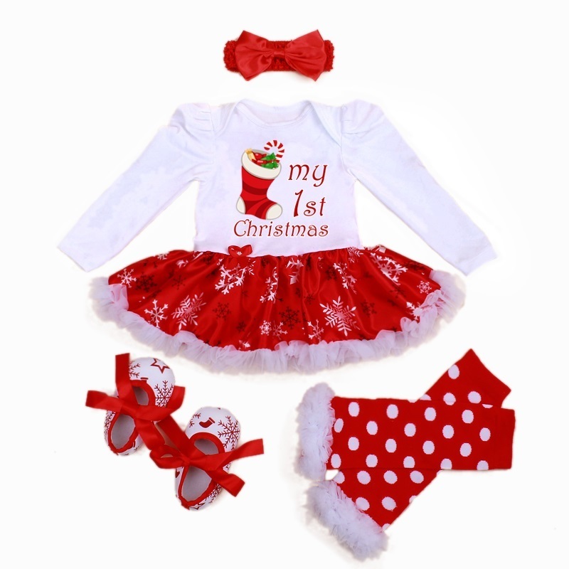 Special Occasions 4Pcs Clothing born Baby Clothes Christmas Girl Set Outfit My First For borns One Year Birthday 220830