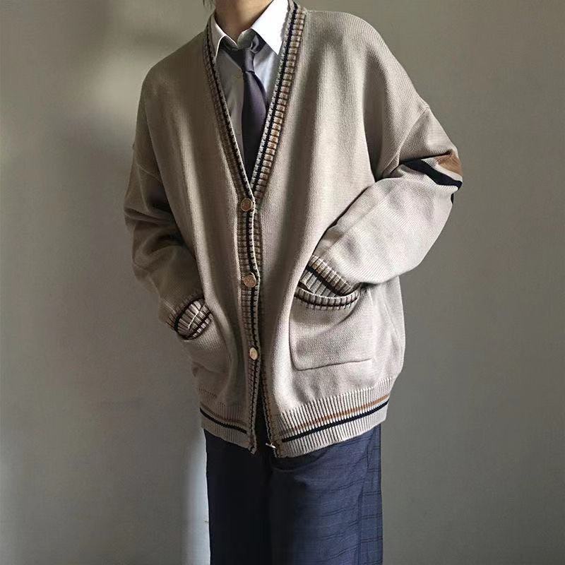 Men's Sweaters Couple's Clothes Autumn Men's Wool Sweater Loose Coats Student Black Color Pullover V-neck Cardigan Cashmere Knitting 22