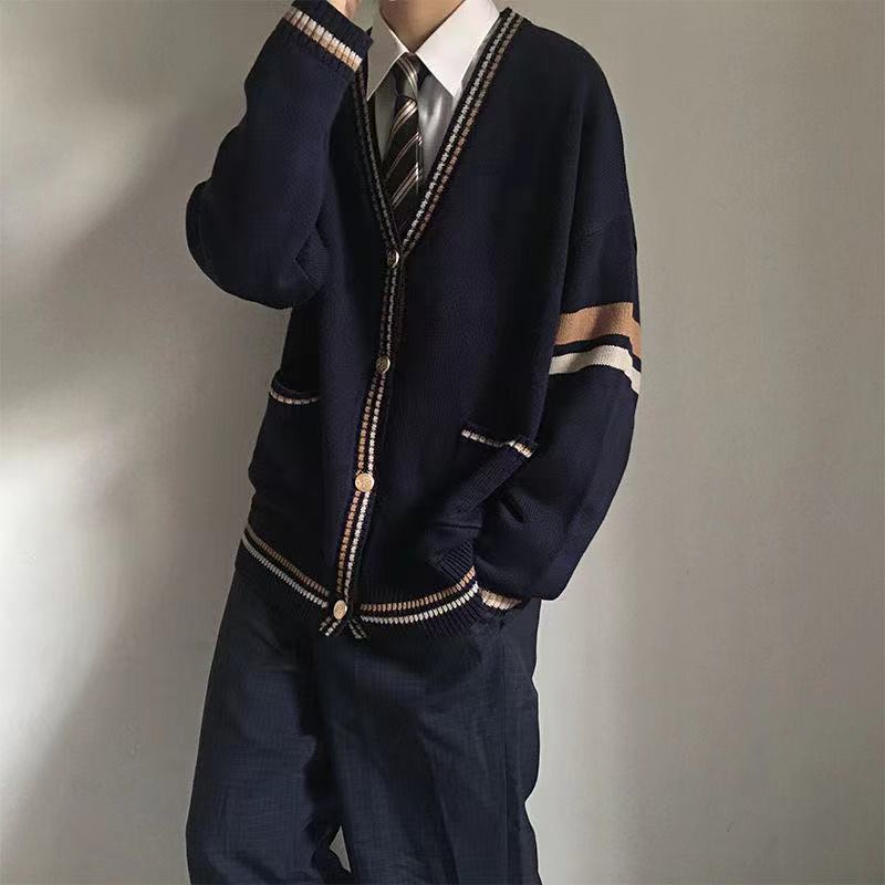 Men's Sweaters Couple's Clothes Autumn Men's Wool Sweater Loose Coats Student Black Color Pullover V-neck Cardigan Cashmere Knitting 22