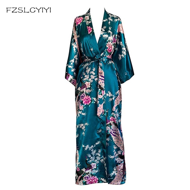 Women's Robe FZSLCYIYI Kimono Sexy FlOral bridal Bridesmaid s Woman Flower Party Wedding Long Sleepwear Bathrobe 220830