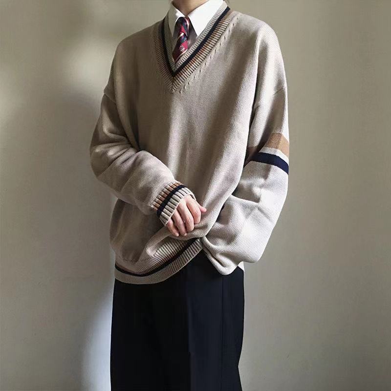 Men's Sweaters Couple's Clothes Autumn Men's Wool Sweater Loose Coats Student Black Color Pullover V-neck Cardigan Cashmere Knitting 22