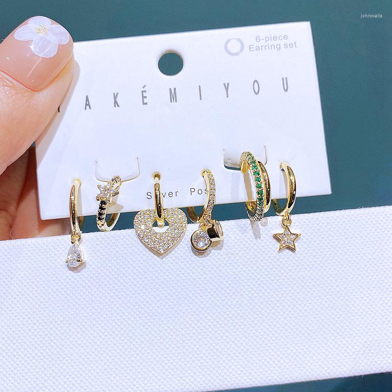 Dangle Earrings Luxury 6pcs Hanging Drop Set Gold Color Zircon Crystal Heart Star Huggies Ear Bone Clip For Women
Dangle Earrings Luxury 6pcs Hanging Drop Set Gold Color Zircon Crystal Heart Star Huggies Ear Bone Clip For Women