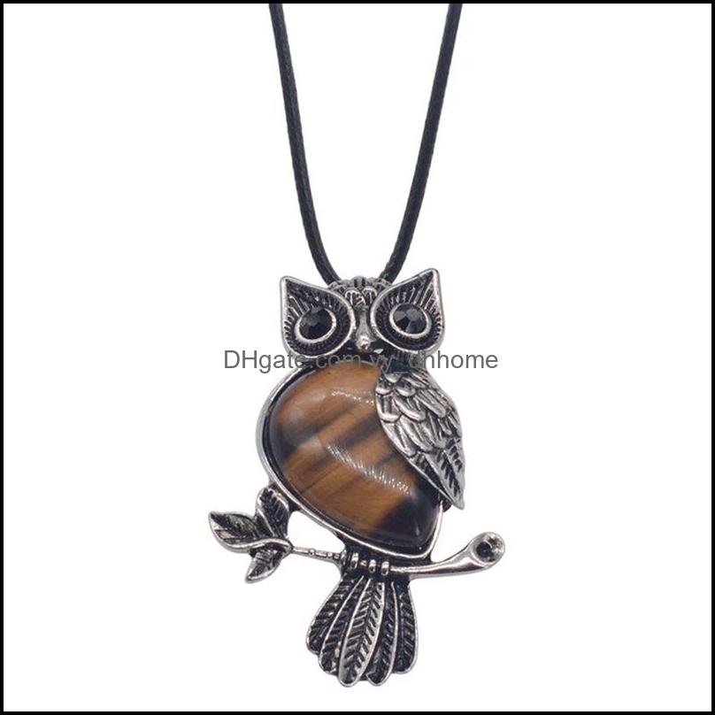 Pendant Necklaces Ladies Owl Healing Pendant Necklace Mens Spiritual Energy Gemstone - 19" 12Pcs Drop Delivery 2021 Jewe Dhseller2010 Dh2Qp