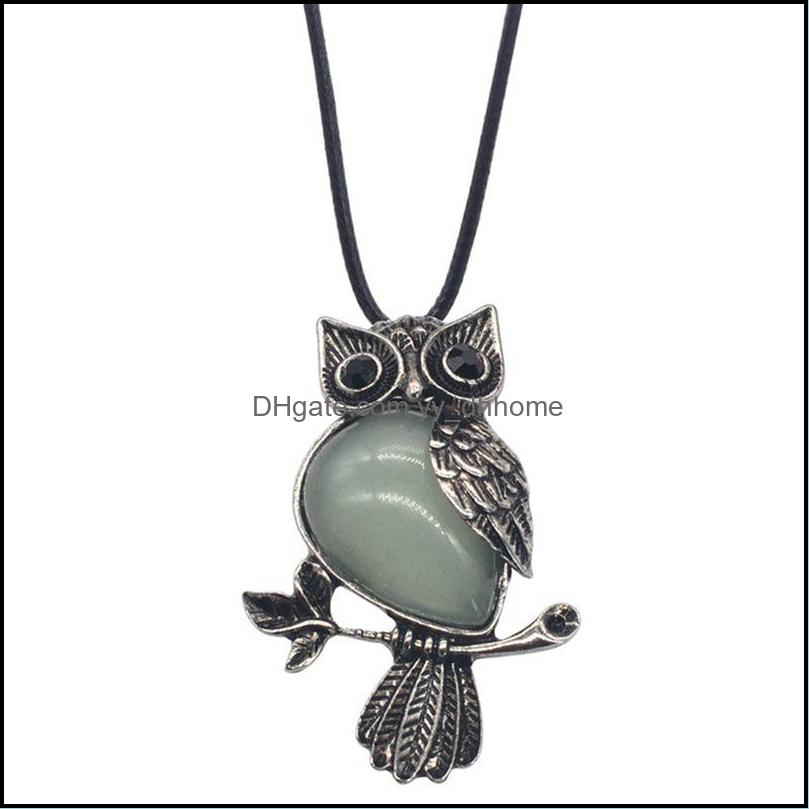 Pendant Necklaces Ladies Owl Healing Pendant Necklace Mens Spiritual Energy Gemstone - 19" 12Pcs Drop Delivery 2021 Jewe Dhseller2010 Dh2Qp