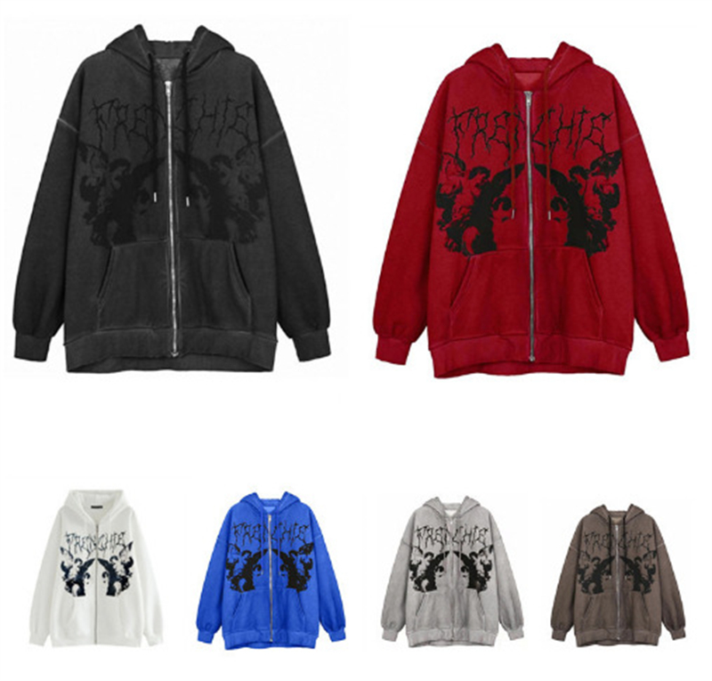 Vintage Angel Print Oversized Hoodies Female Zip Up Long Sleeve Women's Sweatshirt Y2K Aesthetic Autumn Gothic Grunge Streetwear, Brown
Vintage Angel Print Oversized Hoodies Female Zip Up Long Sleeve Women's Sweatshirt Y2K Aesthetic Autumn Gothic Grunge Streetwear, Brown