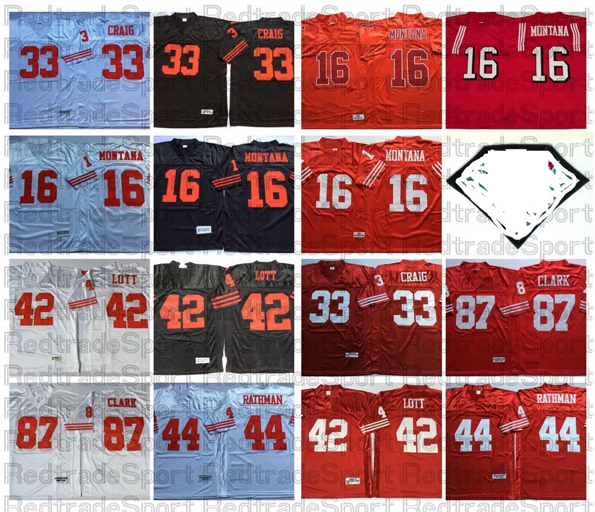 Vintage 1989 Red 16 Joe Montana Football Jerseys 33 Roger Craig 44 Tom Rathman 87 Dwight Clark 42 Ronnie Lott Jersey 75th PATCH Embroidery, Red16
Vintage 1989 Red 16 Joe Montana Football Jerseys 33 Roger Craig 44 Tom Rathman 87 Dwight Clark 42 Ronnie Lott Jersey 75th PATCH Embroidery, Red16