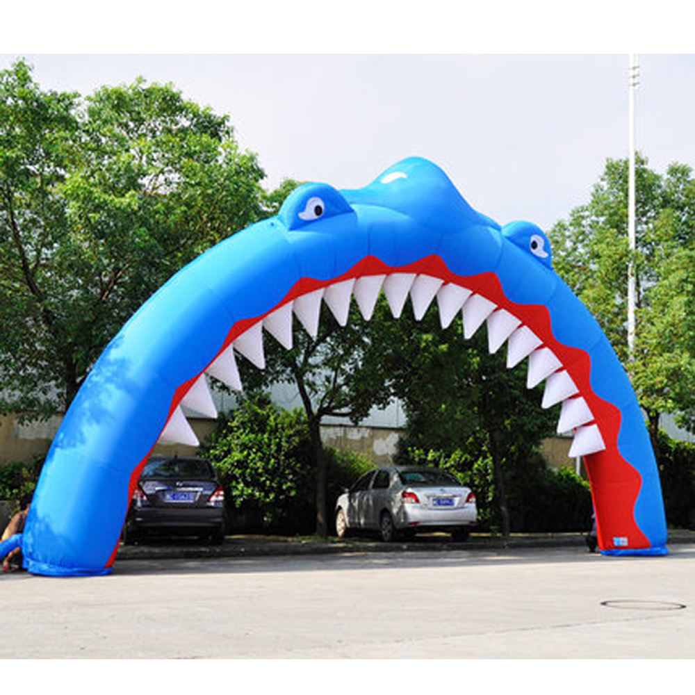 Airblown entrance inflatable shark arch balloon for festival party decoration