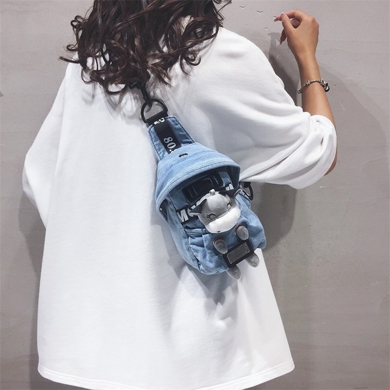 Evening Bags Women canvas Waist Packs Sling Bag Cartoons Crossbody Shoulder Chest Daily Picnic Canvas Messenger Pack Bolsa 220831