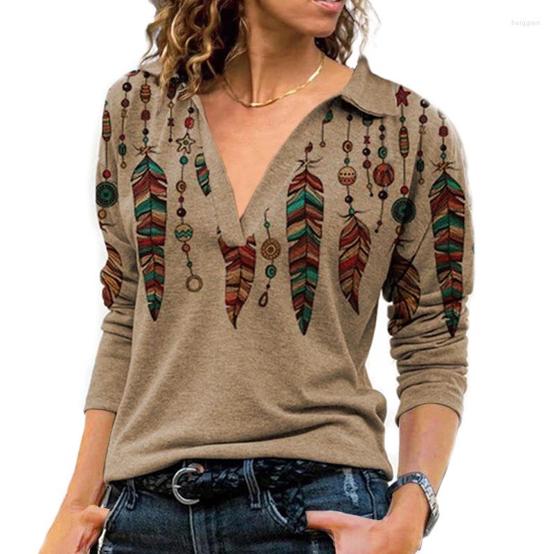Women's Blouse : Elegant Print Long Sleeve Casual Office Shirt