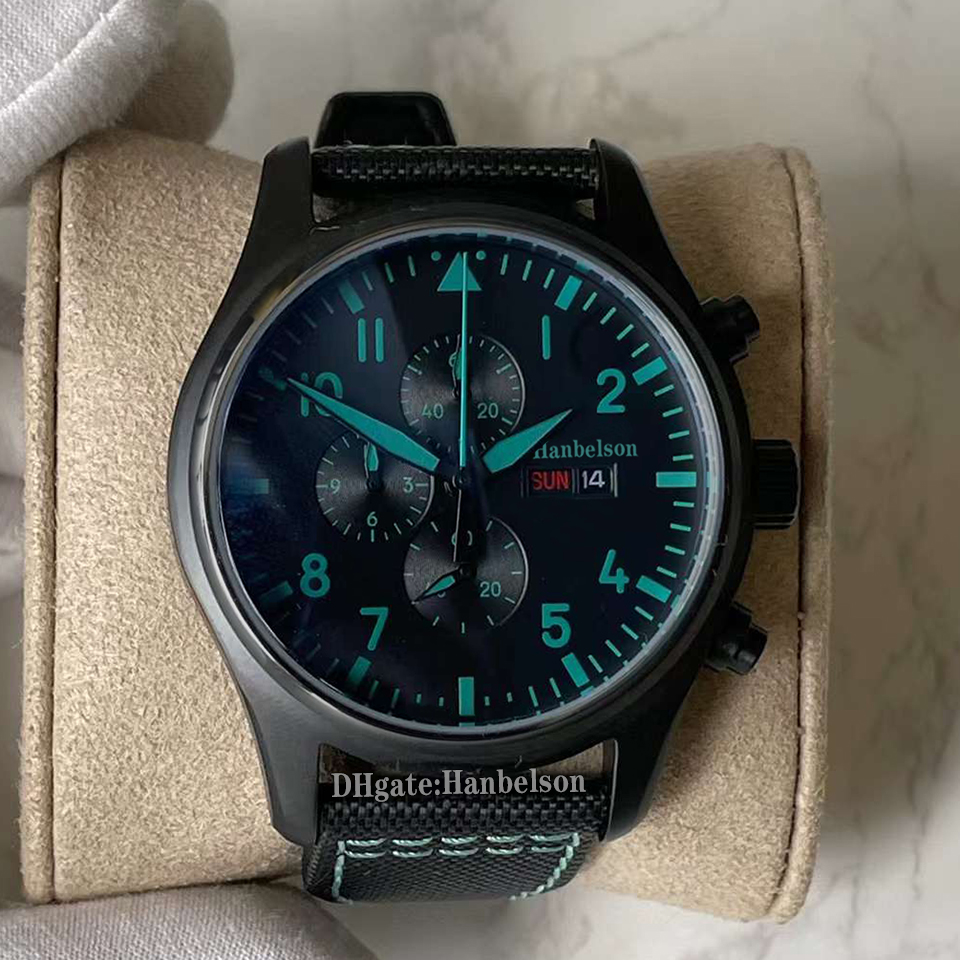 F1 Team Watch Mens 43 mm Black Titanium Pilots Japan Quartz Movement Chronograph Black Date Wheel Green Digital Dialwarchs