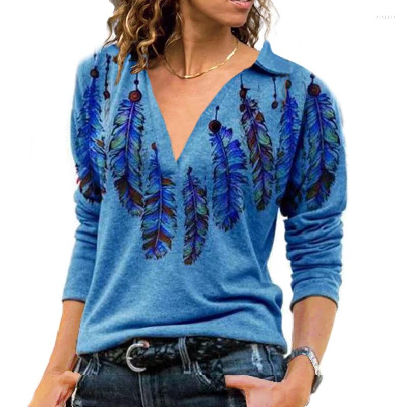 Women's Blouse : Elegant Print Long Sleeve Casual Office Shirt