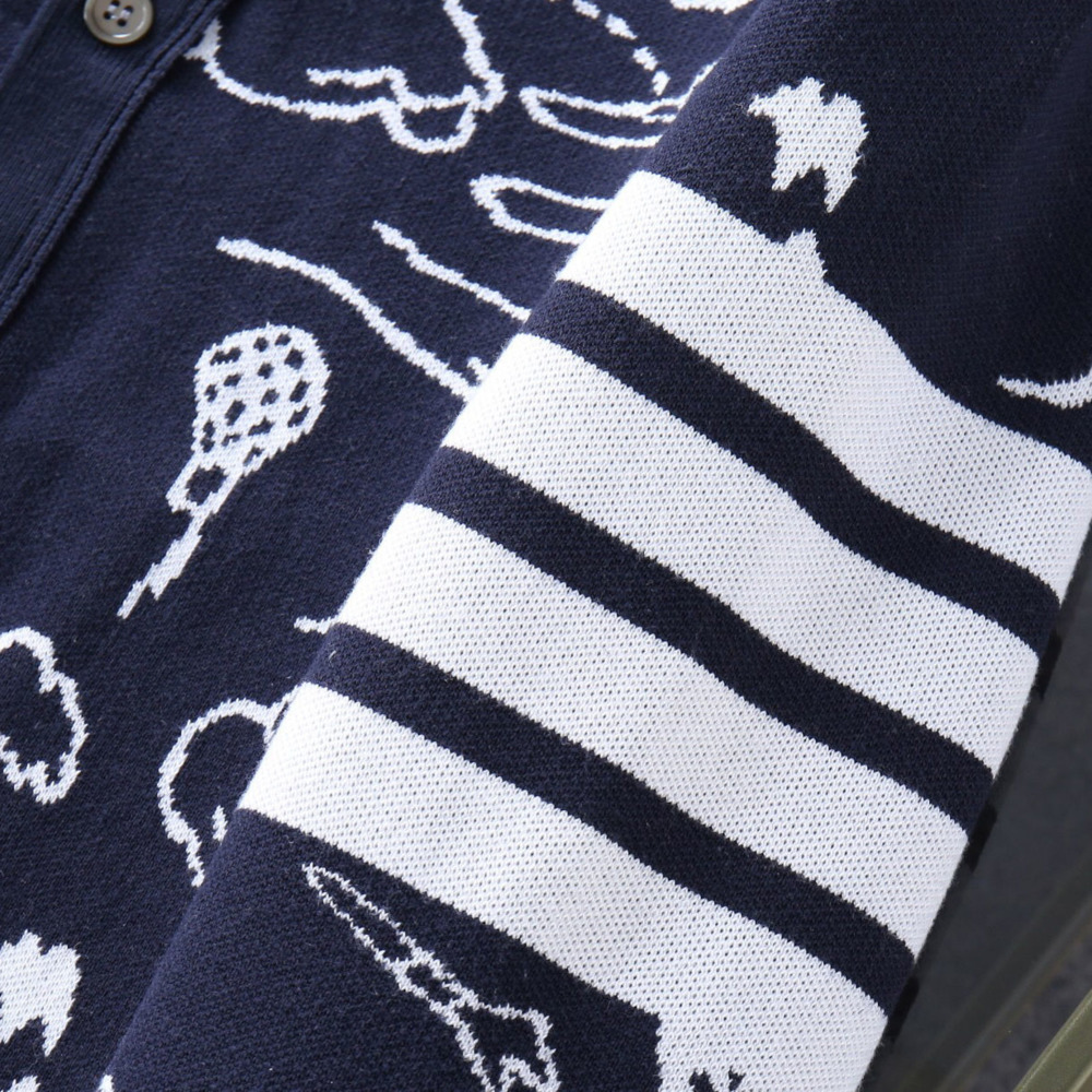 Tb sweater men's autumn and winter knitted cardigan graffiti print jacket couple casual Coat