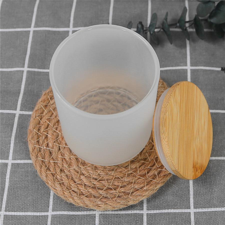 10oz short straight glass tumbler sublimation candle holder Tea light candles cup with bamboo lid clear frosted fragrance candle cups mini glasses tum
