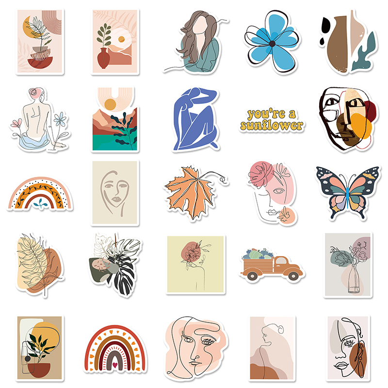 50 BOHO graffiti Sticker Phone Laptop Skateboard Car Stickers Pack for Luggage Guitar Helmet Sticker