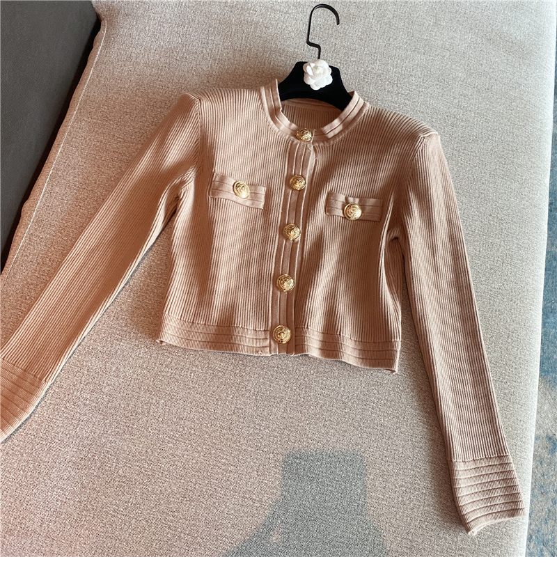 Womens Knits Tees Woman Cropped Cardigan Fashion Women Sweaters Elegant Button LongSleeved Knitted Cardigans Sweater Female Jacket Coat 220830