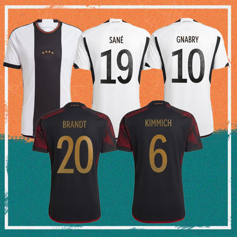 

2022 GermanyS #19 SANE Soccer Jersey 22/23 #6 KIMMICH #7 HAVERTZ #8 GORETZKA #9 WERNER Shirt #10 GNABRY #11 REUS #13 MULLER #20 BRANDT World Cup national team Football Uniform, Away