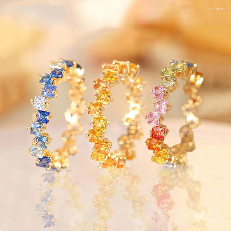Cluster Rings Rainbow Collection Silver Inlaid Square Gradient Gemstone Women's Ring Adjustable Delicate Romantic Bright Luxury Jewelry
Cluster Rings Rainbow Collection Silver Inlaid Square Gradient Gemstone Women's Ring Adjustable Delicate Romantic Bright Luxury Jewelry