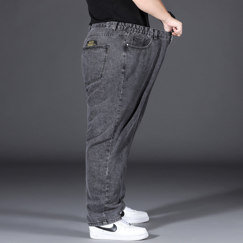 Mens Jeans Oversize Straight Black Jeans Mens Streetwear Cotton Denim Pants Fashion Men Elasticity Jeans Wide Leg Pants Blue Loose Trousers 220831