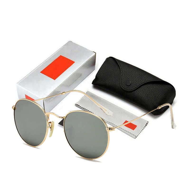 

glasses Classic Round Metal Glass Lens Ray Sunglasses Women Men Vintage Ban Brand Design Sun Glasses Oculos De Sol Size 51mm 3447