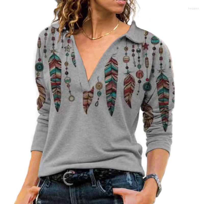 Women's Blouse : Elegant Print Long Sleeve Casual Office Shirt