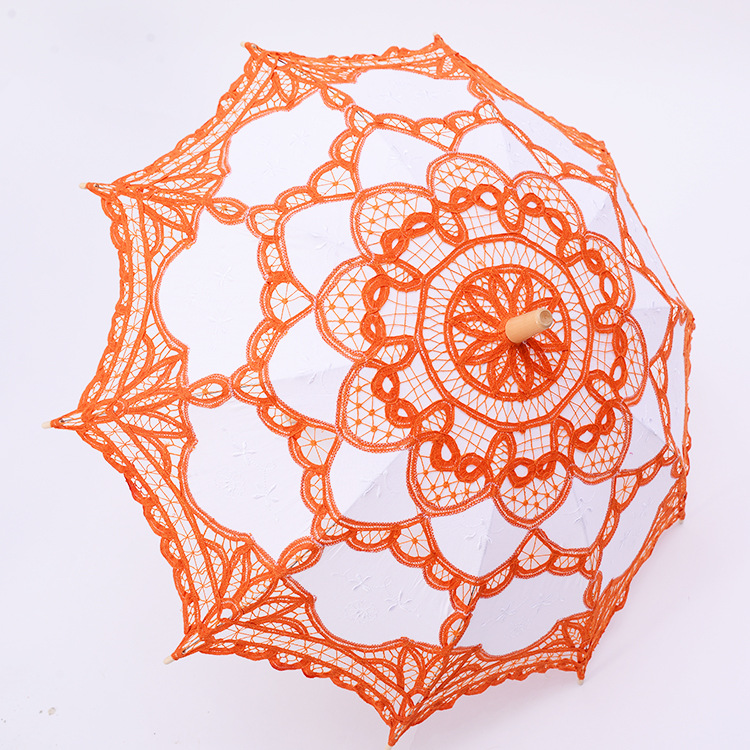 New 38" Vintage Cotton Lace Parasols Wedding decorations party favor Craft bridal Flower Embroidery Umbrella Girl Parasol