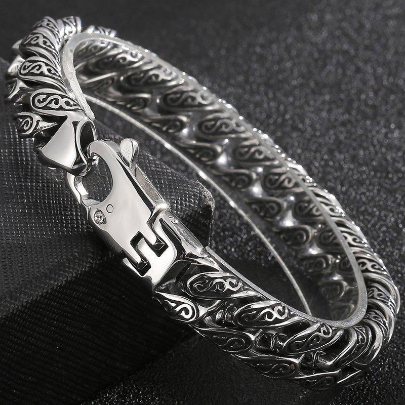 Bangle Man Bracelet Homme 12MM Wide Stainless Steel Curb Chain Charm Bracelets Hand Bands for Men Vintage Mens Jewellery Accessories 220831