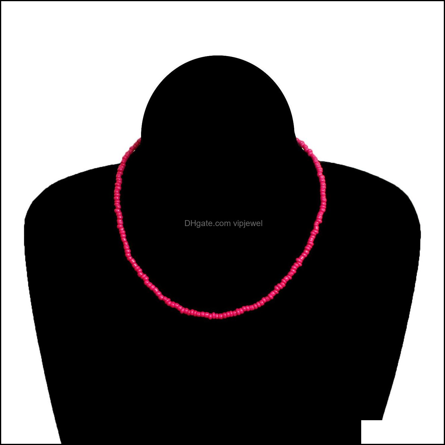 Chokers 12Pcs Boho Glass Seed Beads Choker Necklace Colorf Beaded Rainbown Beach Bead Necklaces For Women Drop Delivery 2021 Jewelry Dhalh