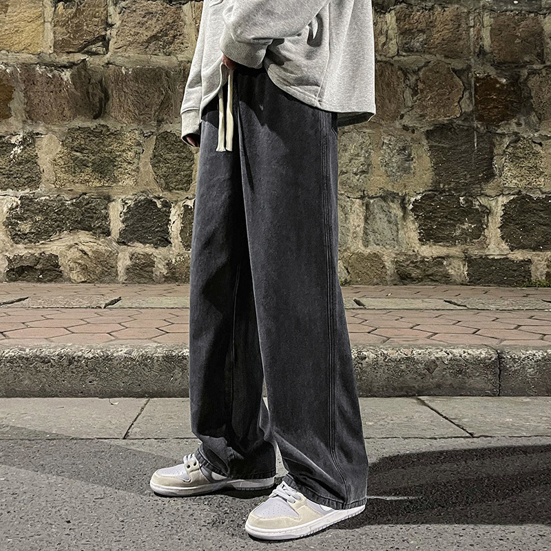 Mens Jeans Pants Casual Vintage Baggy Clothing Straight Leg Trousers Korean Fashion Man Streetwear Pop Harajuku Oversize 220831
