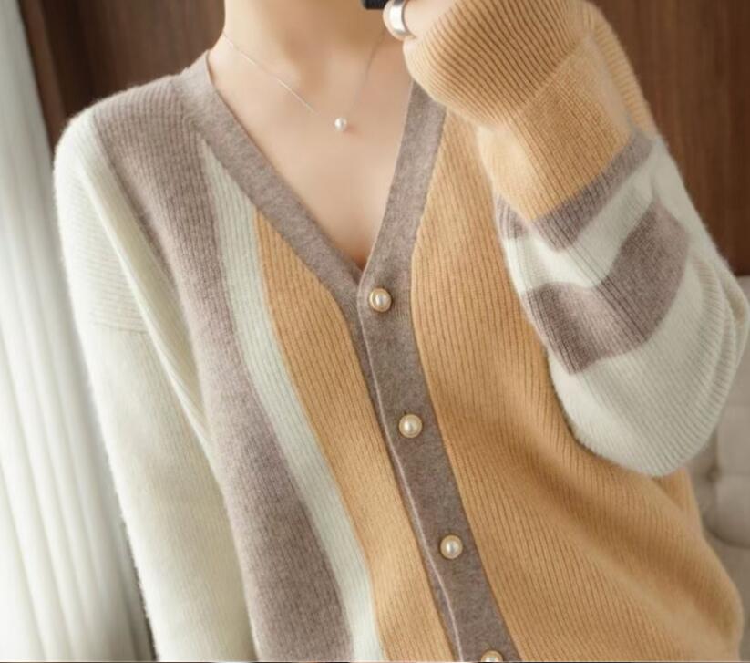 Women Sweater Cardigans Long Sleeve Stripe Cardigans Tops Fall Single Breasted Female Office Jacket, 02
Women Sweater Cardigans Long Sleeve Stripe Cardigans Tops Fall Single Breasted Female Office Jacket, 02