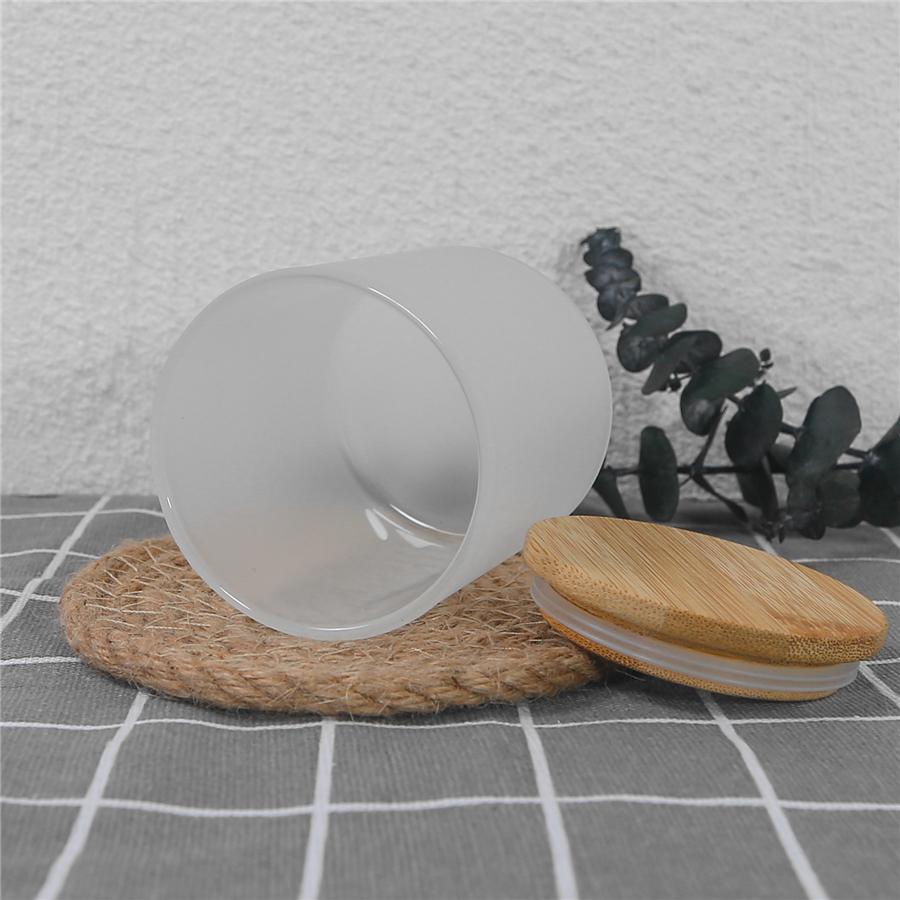 10oz short straight glass tumbler sublimation candle holder Tea light candles cup with bamboo lid clear frosted fragrance candle cups mini glasses tum