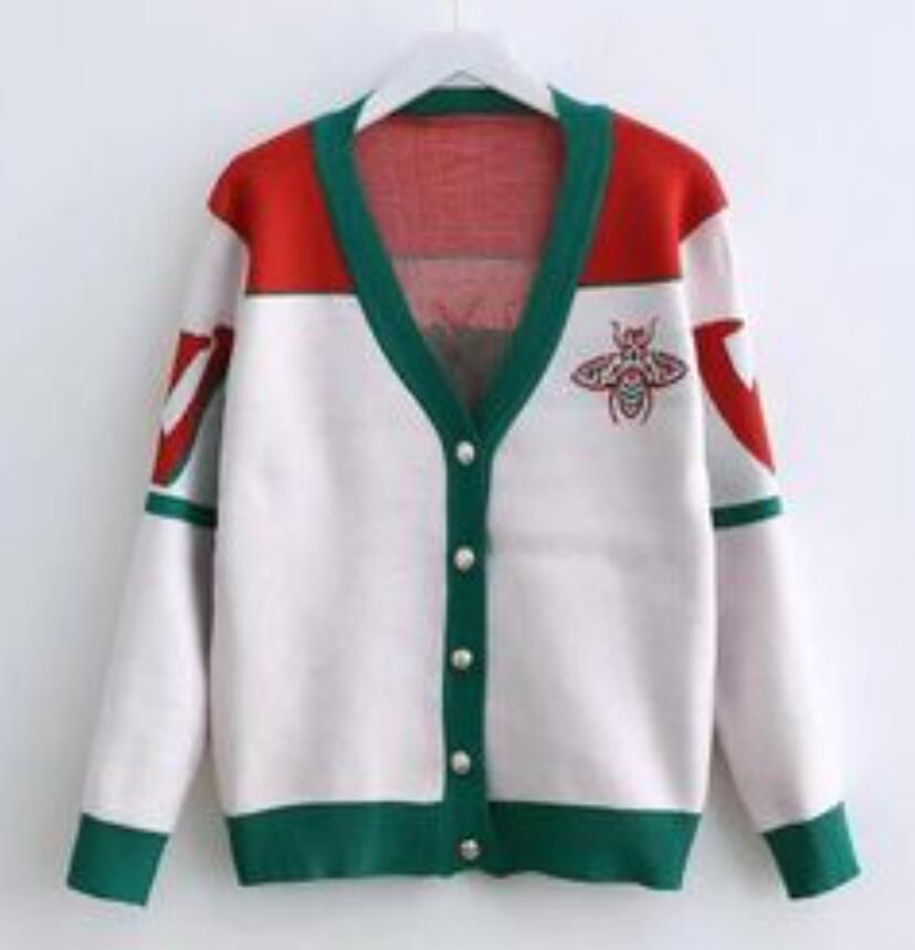 Women' Sweaters Luxury Designer Bee Embroidery Cardigan V-Neck Long Sleeve Single Breasted Knitted New Tops, 01
Women' Sweaters Luxury Designer Bee Embroidery Cardigan V-Neck Long Sleeve Single Breasted Knitted New Tops, 01