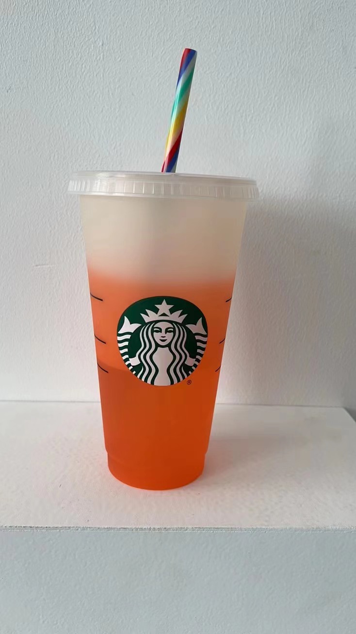 Mermaid Goddess 24oz 710ml Plastic gs Tumbler Reusable Clear Drinking Flat Bottom Pillar Shape Lid Straw Cup Free shipping