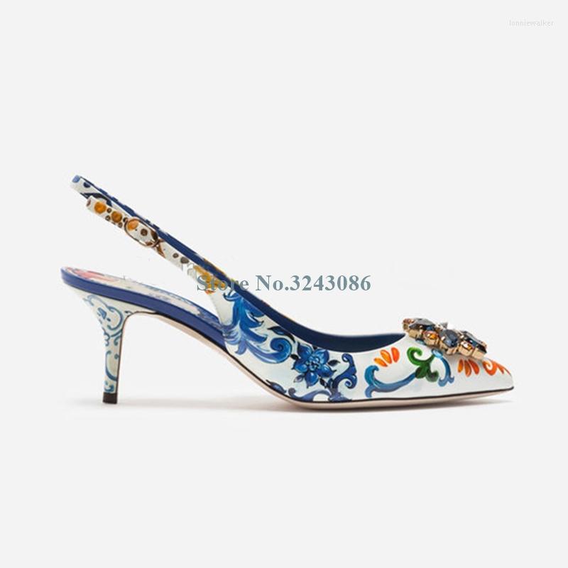 Sandals Blue And White Porcelain Thin High Heel Pointed Toe Slingback Crystal Flower Stiletto Printing Ladies Shoe, Picture shown
Sandals Blue And White Porcelain Thin High Heel Pointed Toe Slingback Crystal Flower Stiletto Printing Ladies Shoe, Picture shown
