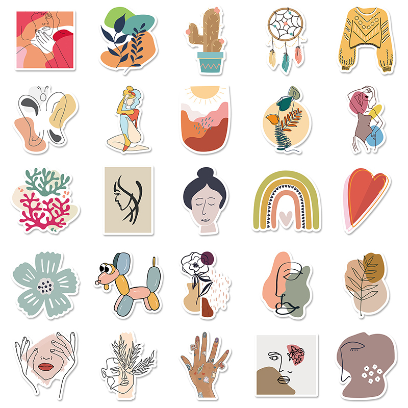 50 BOHO graffiti Sticker Phone Laptop Skateboard Car Stickers Pack for Luggage Guitar Helmet Sticker