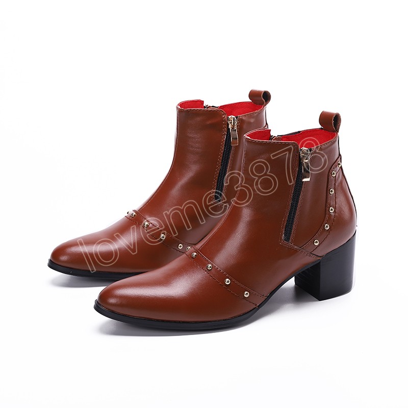 Winter High Heel Men Boot Rivets Genuine Leather Ankle Boots Cowboy Party Short Boots Man Formal Dress Shoes, As picture
Winter High Heel Men Boot Rivets Genuine Leather Ankle Boots Cowboy Party Short Boots Man Formal Dress Shoes, As picture