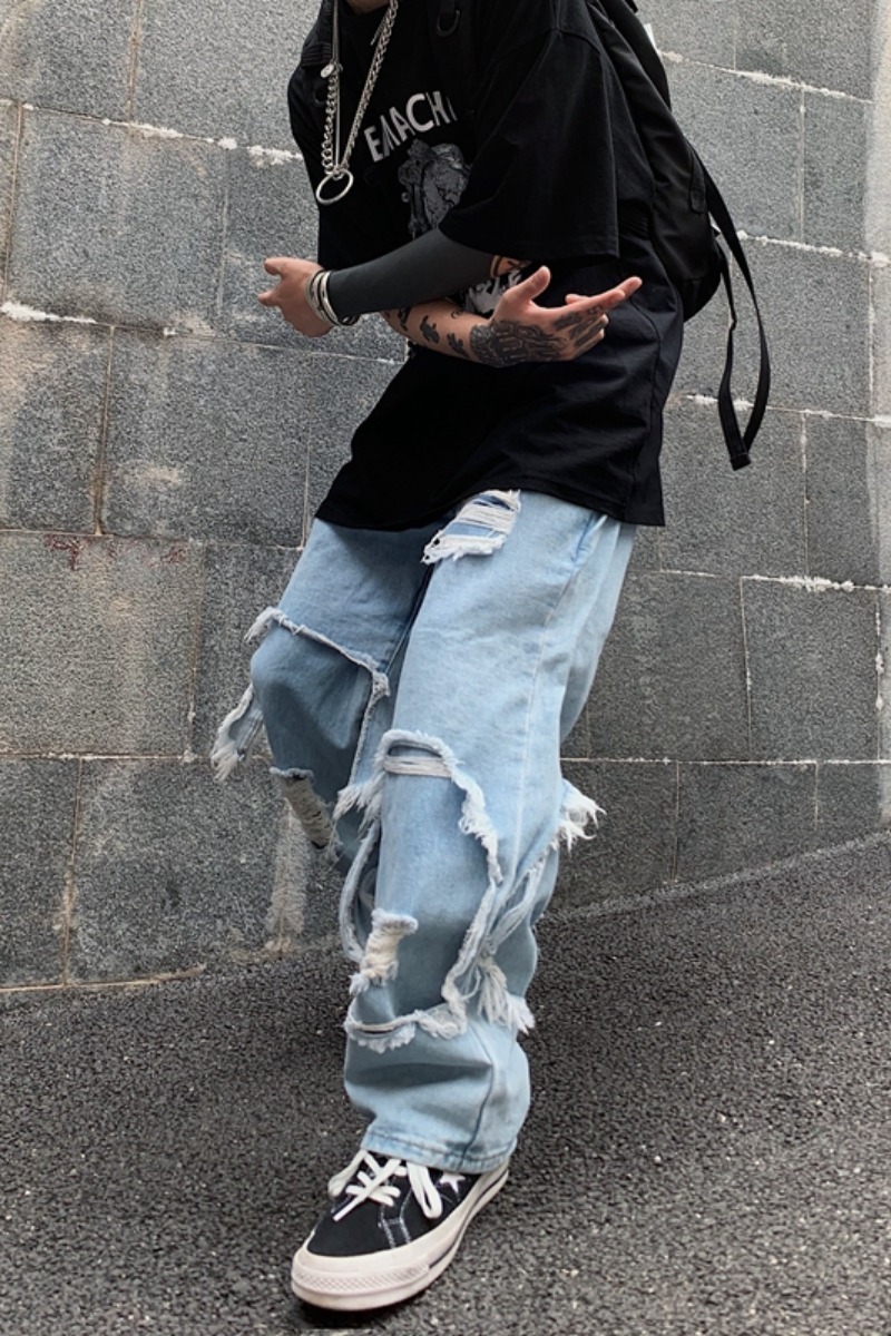 Men Jeans Harajuku ipped Hole Denim Pant Woman Man Straight Patchwork Baggy boyfriend y2k Punk Kpop Streetwear Hip Hop 220831, Blue
Men Jeans Harajuku ipped Hole Denim Pant Woman Man Straight Patchwork Baggy boyfriend y2k Punk Kpop Streetwear Hip Hop 220831, Blue