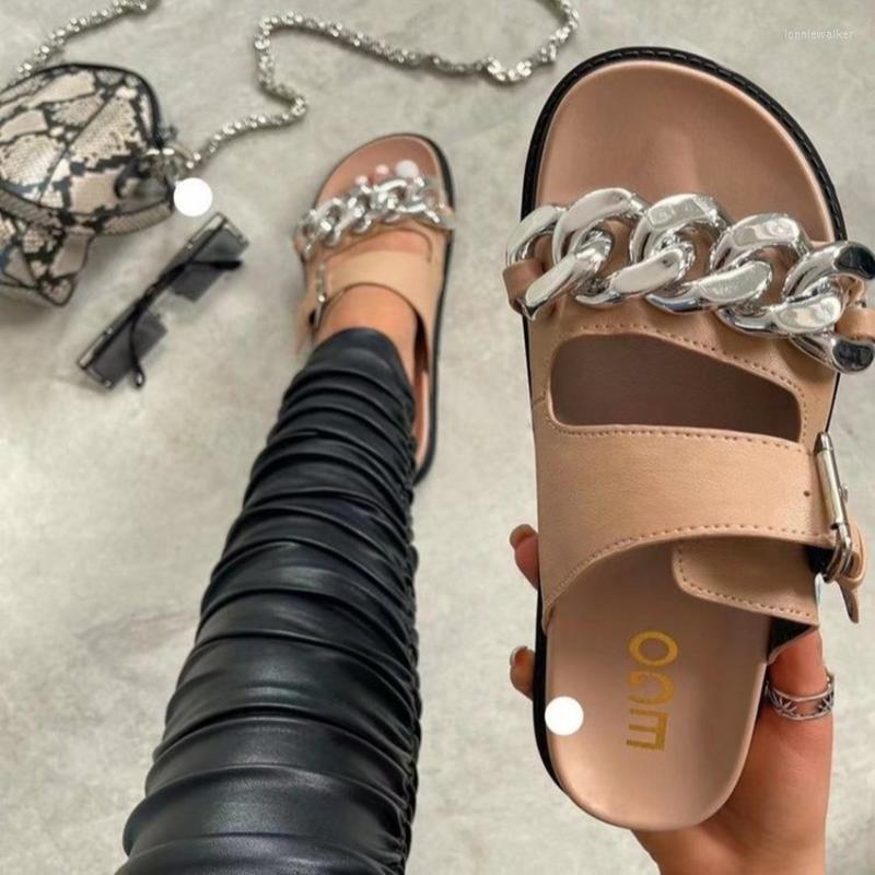 Sandals Summer Women Flat Metal Chain Slippers Thick Sole Comfortable Slip On Femal Shoes Big Size Fashion Style, Black
Sandals Summer Women Flat Metal Chain Slippers Thick Sole Comfortable Slip On Femal Shoes Big Size Fashion Style, Black