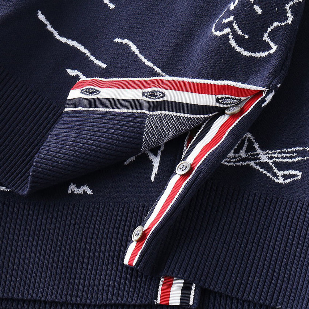 Tb sweater men's autumn and winter knitted cardigan graffiti print jacket couple casual Coat