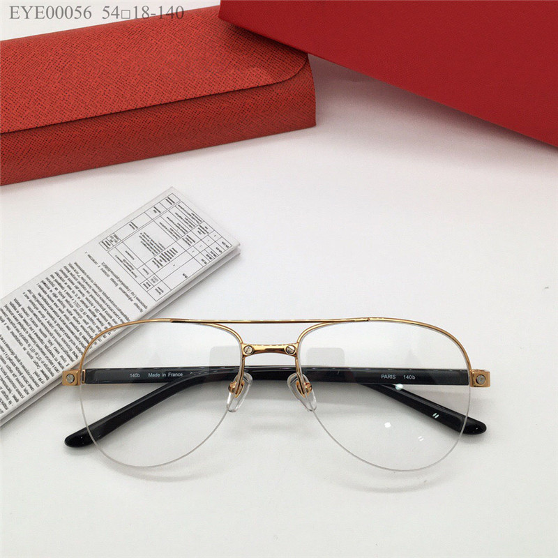 New fashion design optical glasses metal half frame model 00056 simple and versatile style pilot transparent lens can be prescription clear lenses