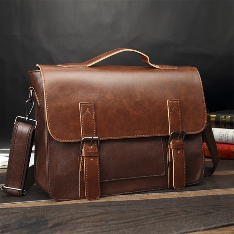 Briefcases Crazy Horse Artificial Leather Business Handbag Laptop for Men Casual Bag Messenger Shoulder Bags Man 220831, Auburn
Briefcases Crazy Horse Artificial Leather Business Handbag Laptop for Men Casual Bag Messenger Shoulder Bags Man 220831, Auburn